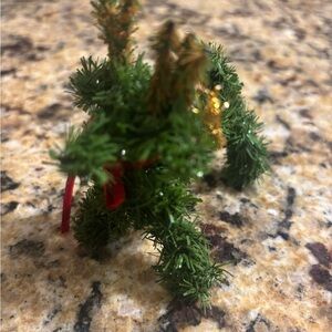 Vintage Reindeer Ornament with Red Ribbon